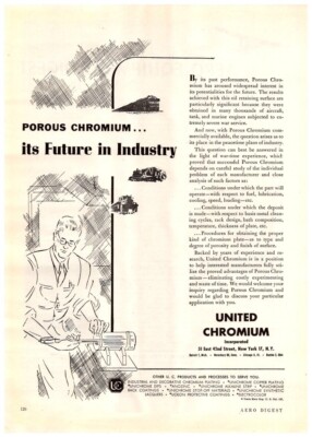 1946 Porus Chromium United Chromium, Vintage Print Ad