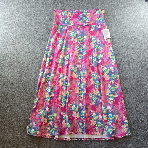 Lularoe Skirt Womens Size 2XL Pink Floral Aloha Tropical Stretch Maxi Casual