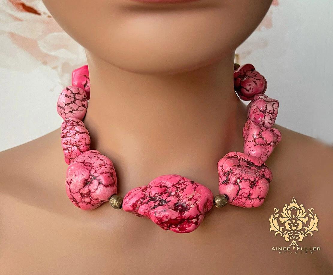 Buy Pink Statement Necklace, Chunky Beaded Necklace, Pink Jewelry, Fall  Jewelry, Fall Necklace, Hot Pink Necklace, Magenta Beaded Necklace Online  in India - Etsy