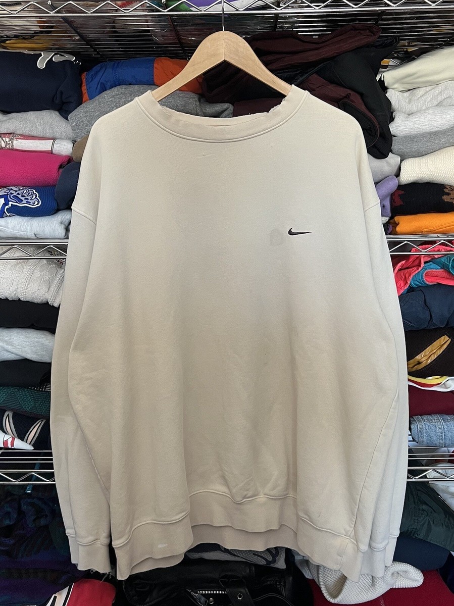 トップス 00s NIKE Small Swoosh Sweatshirt Cream Vintage 00s NIKE Essential Logo Embroidered Solo Swoosh