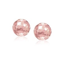 14k Rose Gold Round Faceted Style Stud Earrings 7mm