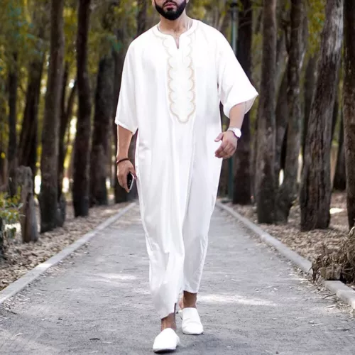 Mens Robe Muslim Clothing Saudi Arab Jubba Kaftan,Dishdash,Thobe,Long-Sleeve - Picture 32 of 36