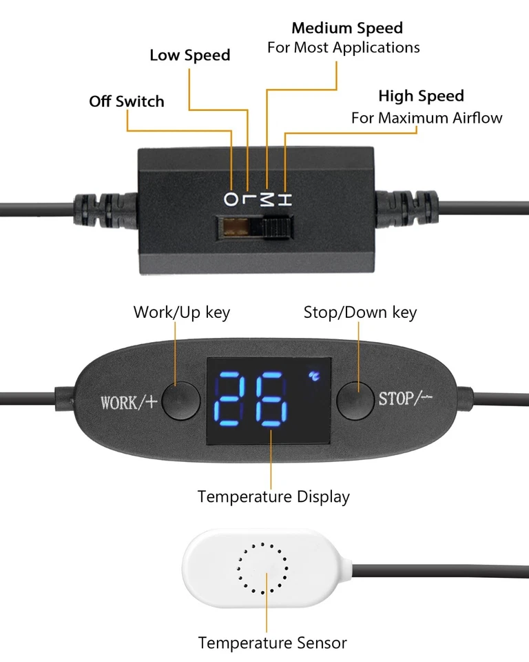 Digitalanzeige temperaturgesteuertes leises Lüftersystem, USB-Lüfter 80mm Lüfter - Bild 4 von 4