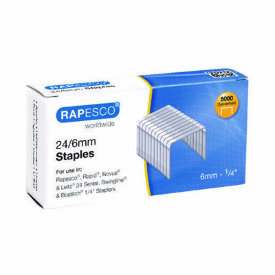 Rapesco Staples Strong Steel Wire Chisel Point Galvanish 24/6mm - Box Of 5000