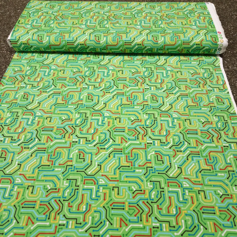 Gaming Zone BTY Northcott Colorful Circuit Board on Green - Image 3 of 3