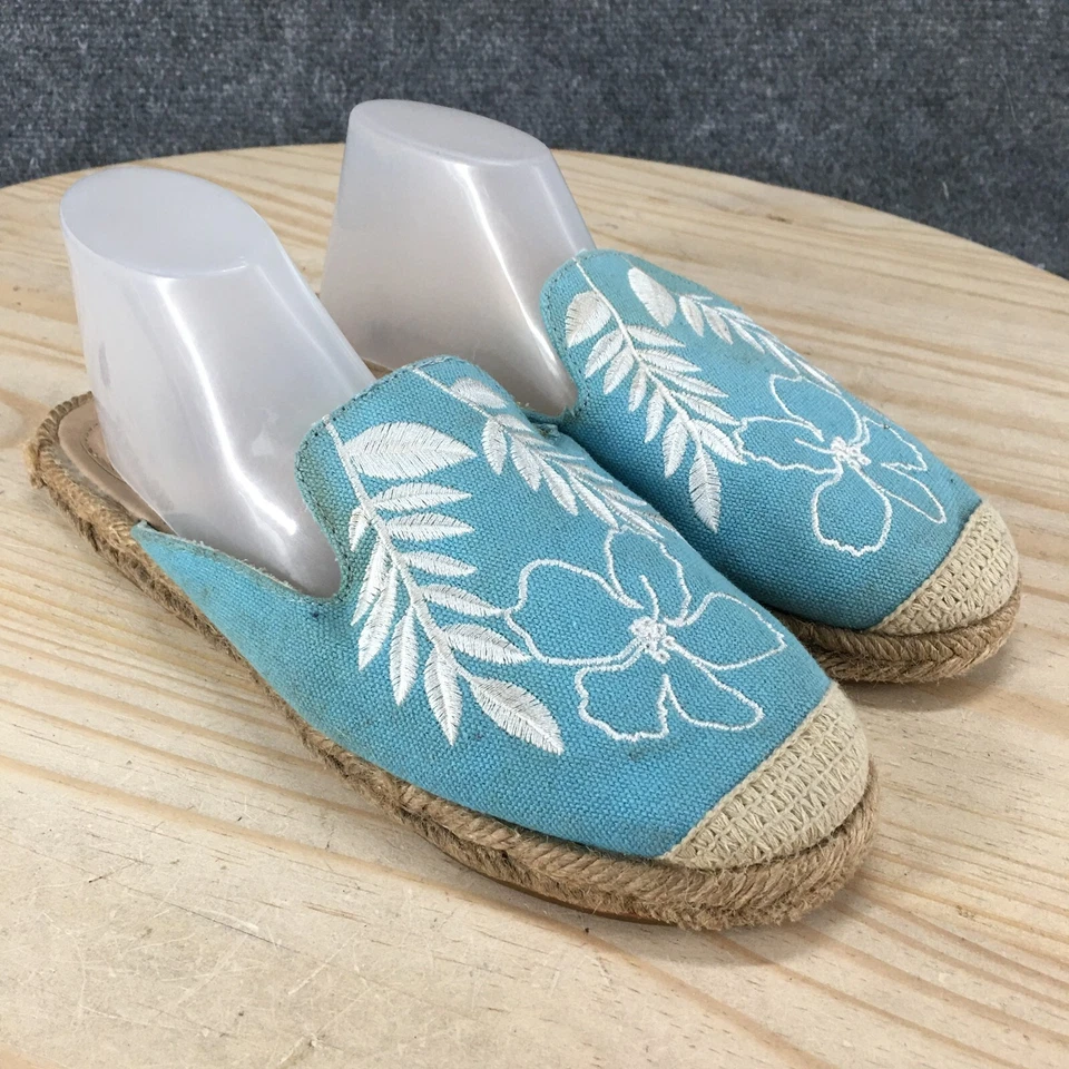Zapatillas Avon Para Mujer 8 Floral Sin Cordones Alpargata Azul Planas Informales Cómodas Tobogán Foto 3 de 4