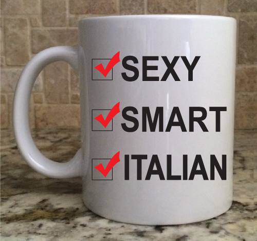Ceramic Coffee Tea Mug Cup 11oz White Sexy Smart Italian Great Gift New - Picture 2 of 3