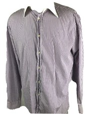 Mens Long Sleeve Purple White Striped Button Front Ghilardi 1940 45/18