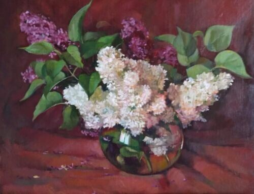 Lilac bouquet modern oil painting by the artist 37х48cm 14х19" - Picture 1 of 1