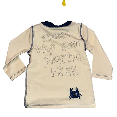 Mon Coeur Cream Long Sleeve Rash Guard Save The Sea Plastic Free Size 3yr New
