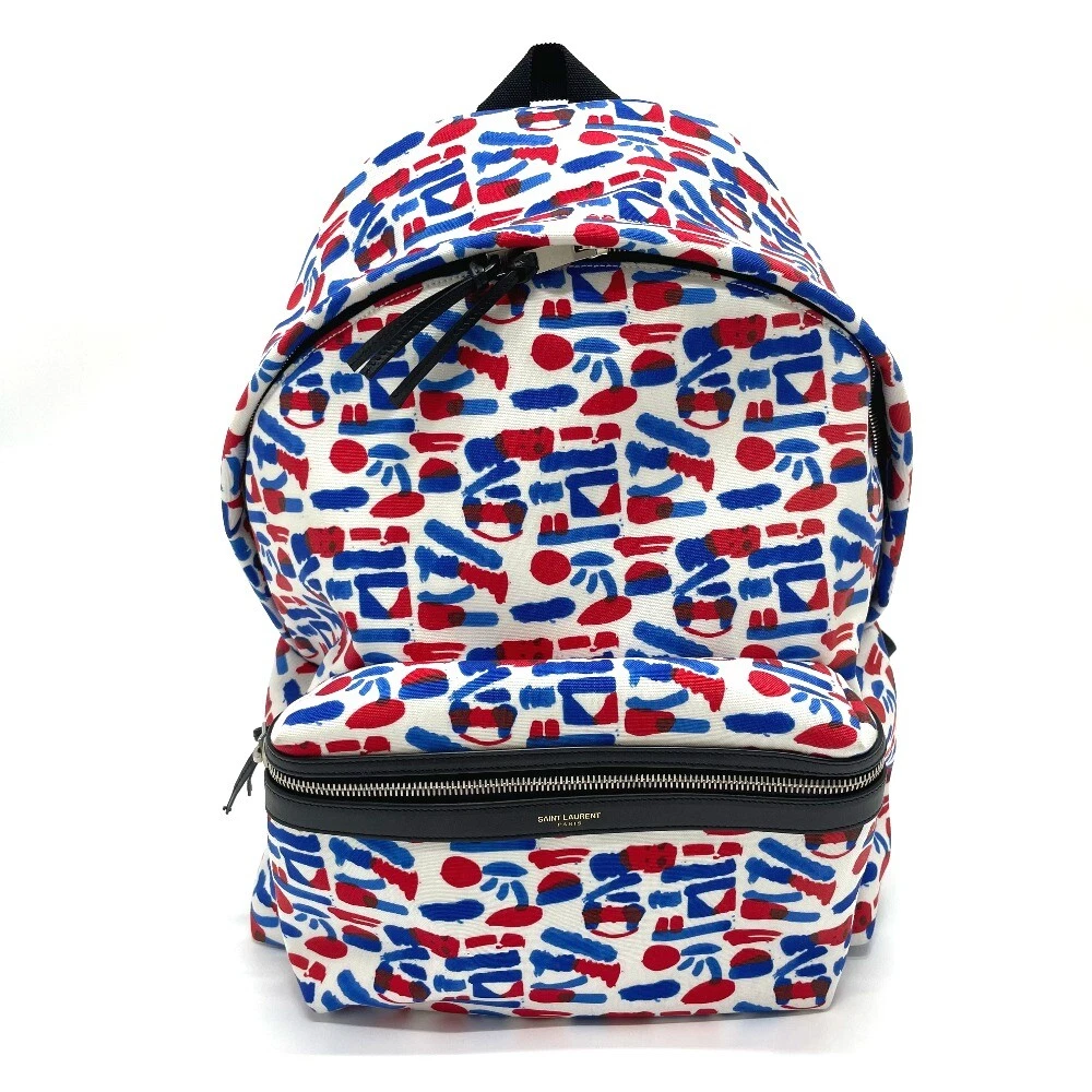 SAINT LAURENT PARIS 326865 Multi total pattern Backpack Bag White