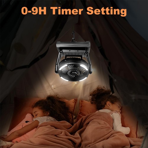 20000mAh Portable Camping Tent Fan w/ LED Light USB Rechargeable Ourdoor Indoor - Picture 9 of 12