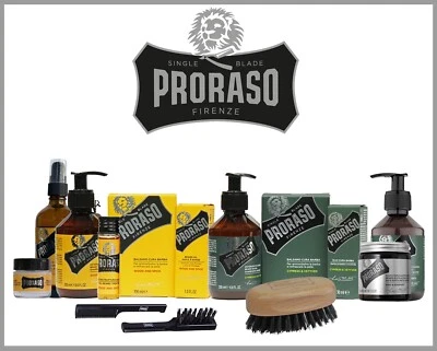 Proraso Wood & Spice, Cypress Beard Wash Balm Oil Hot Oil Brush Comb Paste Set