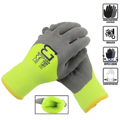 Safety Winter Insulated Double Lining Rubber 3/4Coated Work Gloves -BGWANS3/4-LM