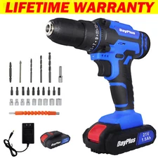21V Cordless Electric Drill Driver Screwdriver Li-Ion Battery 2 Speed Power Tool