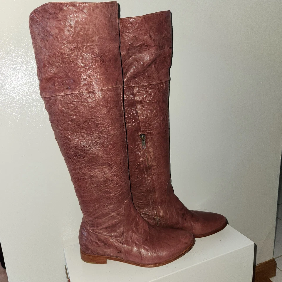 BOTAS HASTA LA RODILLA GEE WAWA DAMAS TALLA 7 CUERO TEXTURIZADO CREMALLERA LATERAL ENVEJECIDA Foto 2 de 4