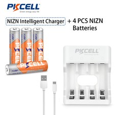 PKCELL 4x Rechargeable AAA Batteries Ni-Zn with 4 Bay Ni-Zn Battery Charger US