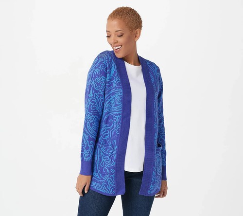 Paisley Double Knit Jacquard Cardigan 