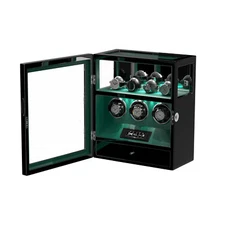 Fingerprint 3 Watch Winder Box with Extra Watches Storage LCD Touchscreen Green
