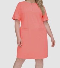 Tommy Hilfiger Women Pink Hardware-Sleeve Shift Dress Plus Size 14W
