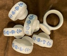 Pfaltzgraff ~ "Yorktowne" ~ Set of 6 (Light Blue) Napkin Rings ~ Made in USA