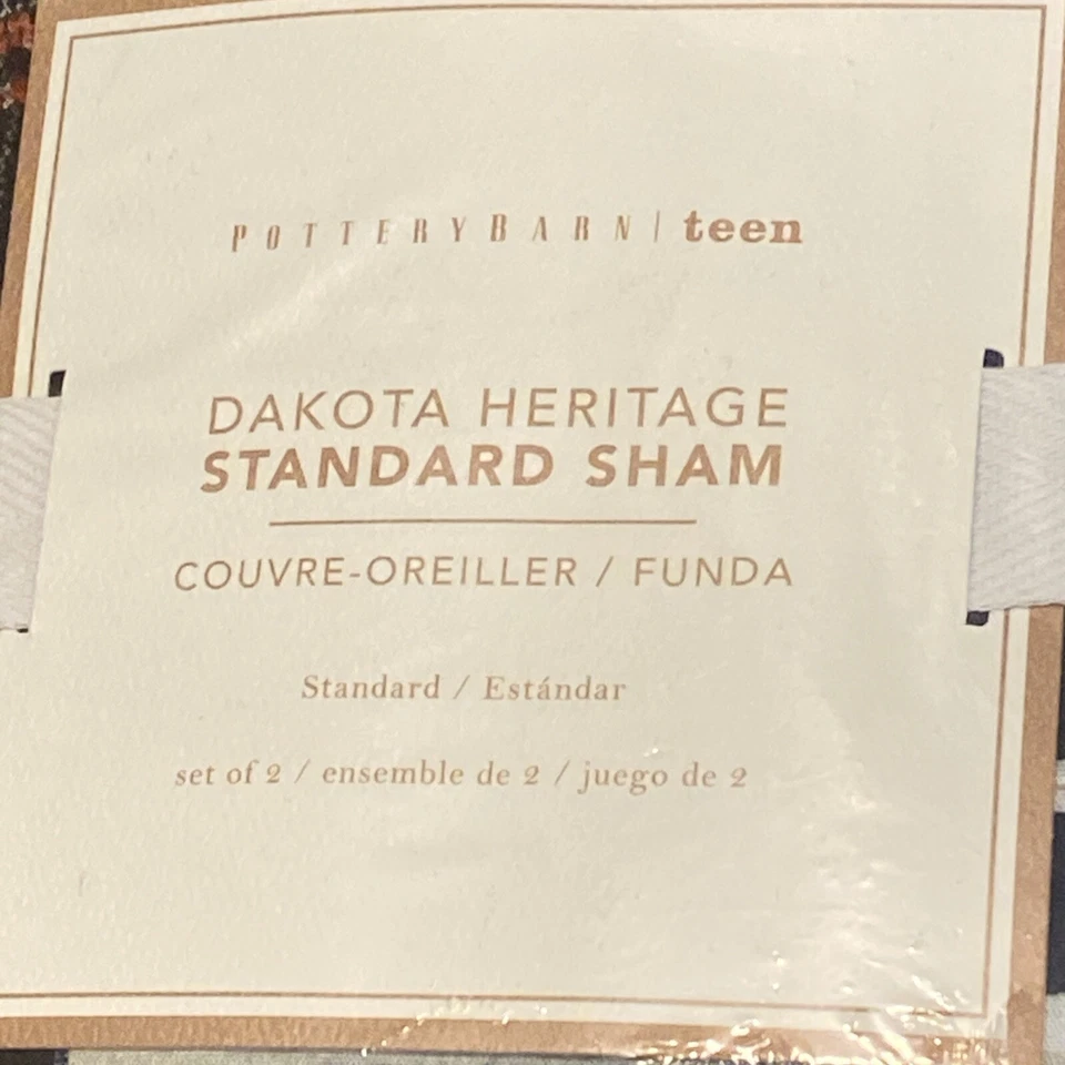 Fundas estándar Pottery Barn TEEN Dakota Heritage, juego de 2, nuevas con etiquetas Foto 2 de 4