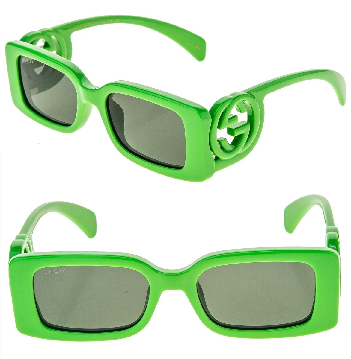 GUCCI Couture 1325 Green GG Logo 009 Narrow Fashion Square
