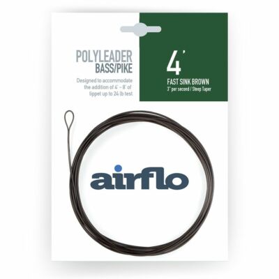 AIRFLO POLYLEADER BASS PIKE 4' FOOT FAST SINKING 3IPS BROWN FLY FISHING LEADER