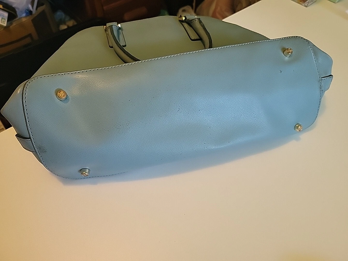 borsa a mano tory burch blu polvere chiaro borsetta