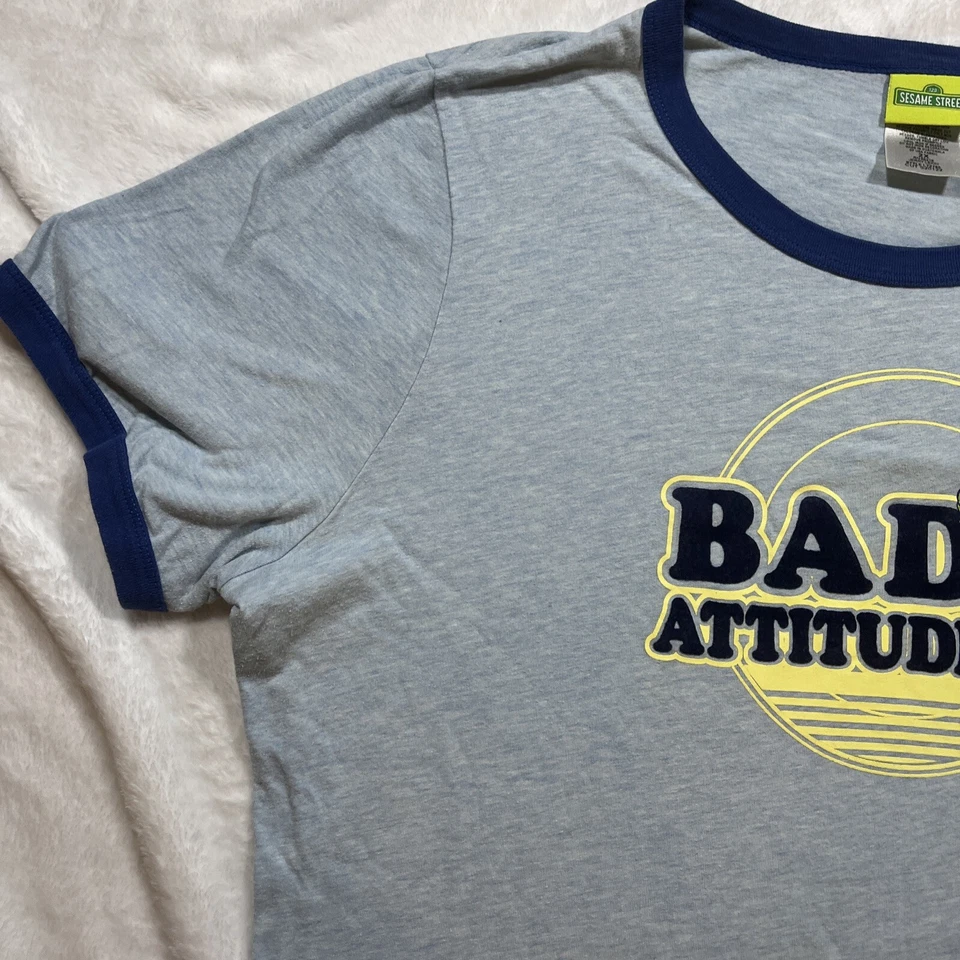 Camiseta De Colección Oscar the Grouch Bad Attitude Timbre Azul 2X Plaza Sésamo 2004 Difícil de Encontrar Foto 3 de 4