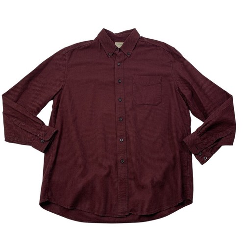LL Bean Shirt Mens Large Cotton Flannel Houndstooth Traditional Fit Button Down