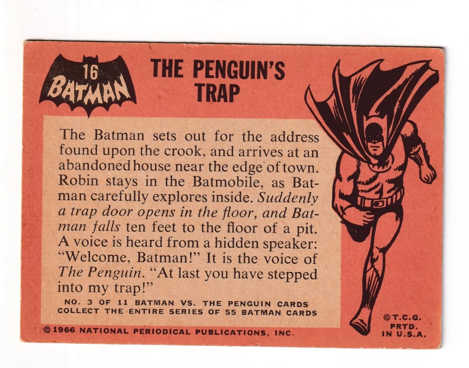 1966 Topps Batman Black Bat Card #16 The Penguin's Trap - Image 2 of 2