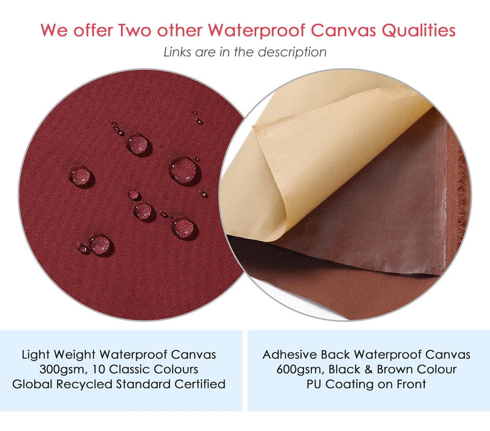 Waterproof Canvas Fabric Material 600 Denier Thick Heavy Duty Outdoor Neotrims - Image 3 of 4