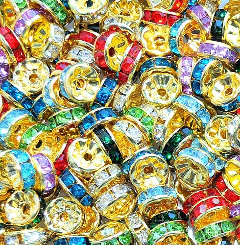 Großhandel AAA GOLD facettiertes Glas Kristall Rondelle Distanzstück Perlen von 8 mm, 9 Farben - Bild 1 von 20