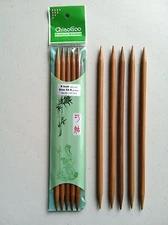 ChiaoGoo 8 Inch Moso Bamboo Dark Patina Double Point Knitting Needles MPN 1037