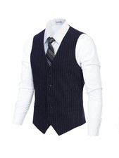 Gioberti Men's 5 Button Formal Pin Stripe Suit Vest 80 Polyester/20 Wool