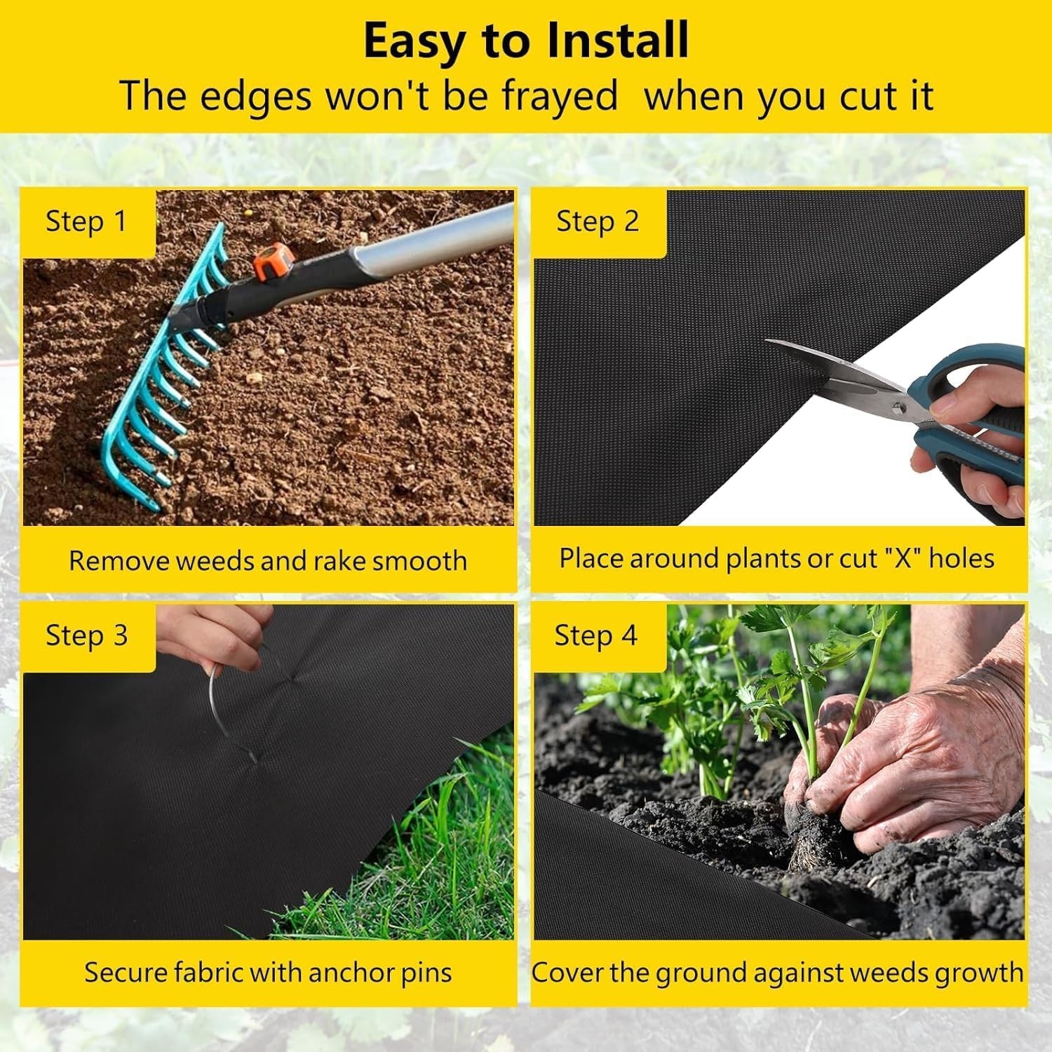 4 x 100ft Weed Barrier Landscape Fabric, Non-Woven, Weed Block Gardening Mat