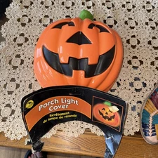 4 HALLOWEEN JACK-O-LANTERN Outdoor Lite Porch Cover 3 Teeth Pumpkin RARE USED