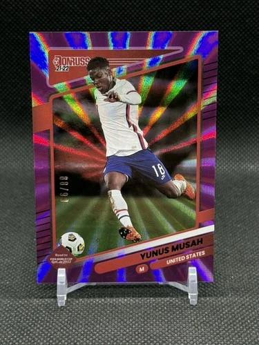 2021-22 Panini Donruss Road to Qatar Holo Purple Laser /99 Yunus Musah #161 SP