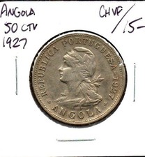 Angola 50 centavos 1927 VF
