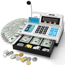 Calculator Cash Register - 103 Pcs Toy Cash Register, Set with Microphone, Cr...