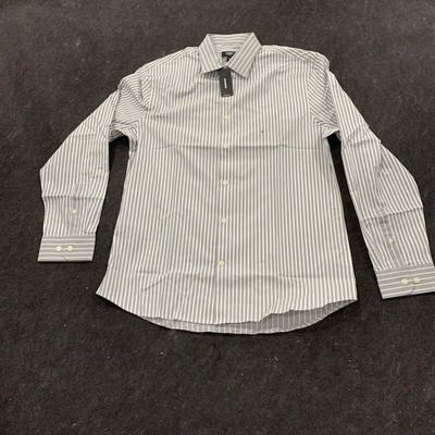EXPRESS Slim Contrast Striped Cotton Stretch Dress Shirt Men's Size M