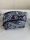 Vera Bradley Iconic Large Cosmetic Makeup Bag in Deep Night Paisley Pattern NEW