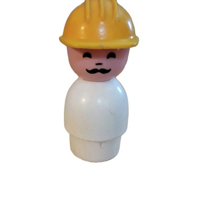 Fisher Price Vintage 1970s Construction Worker White And Yellow Hat