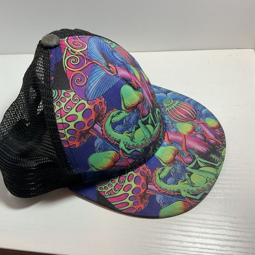 Psychedelic Mushroom Trucker Hat, Snapback, Mesh Moon Child Hippie - Picture 7 of 7
