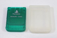 SONY PlayStation 1 OEM Memory Card Clear Green Teal Protective Case for PS1