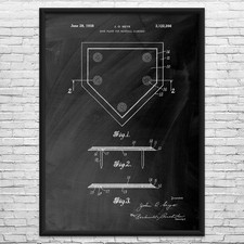 Home Base Patent Wall Art: Baseball Posters, Baseball Gifts, Sports Posters