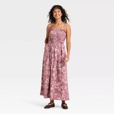 Women's Sleeveless Ruffle Maxi Floral Sundress - Universal Thread Mauve XL
