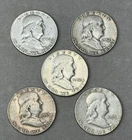 Lot Of 5 Franklin Half Dollars 90% Silver 52P 52D 52S 53D 53S