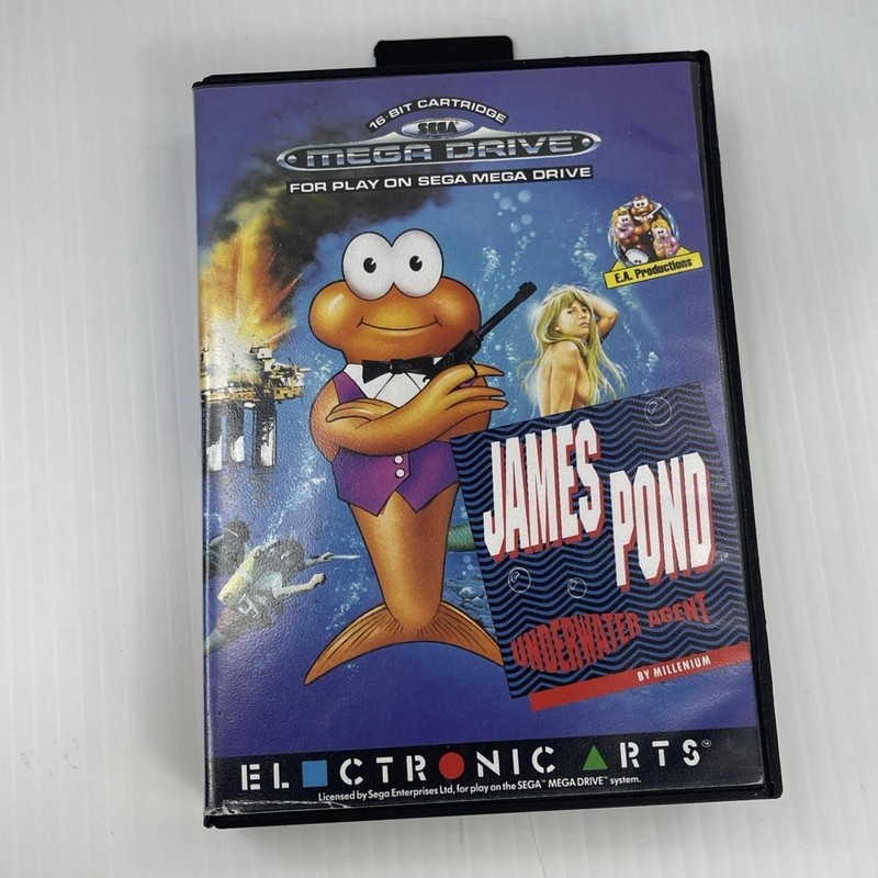 SEGA Mega Drive Game James Pond Underwater Agent Electronic Arts 16 Bit & Poster